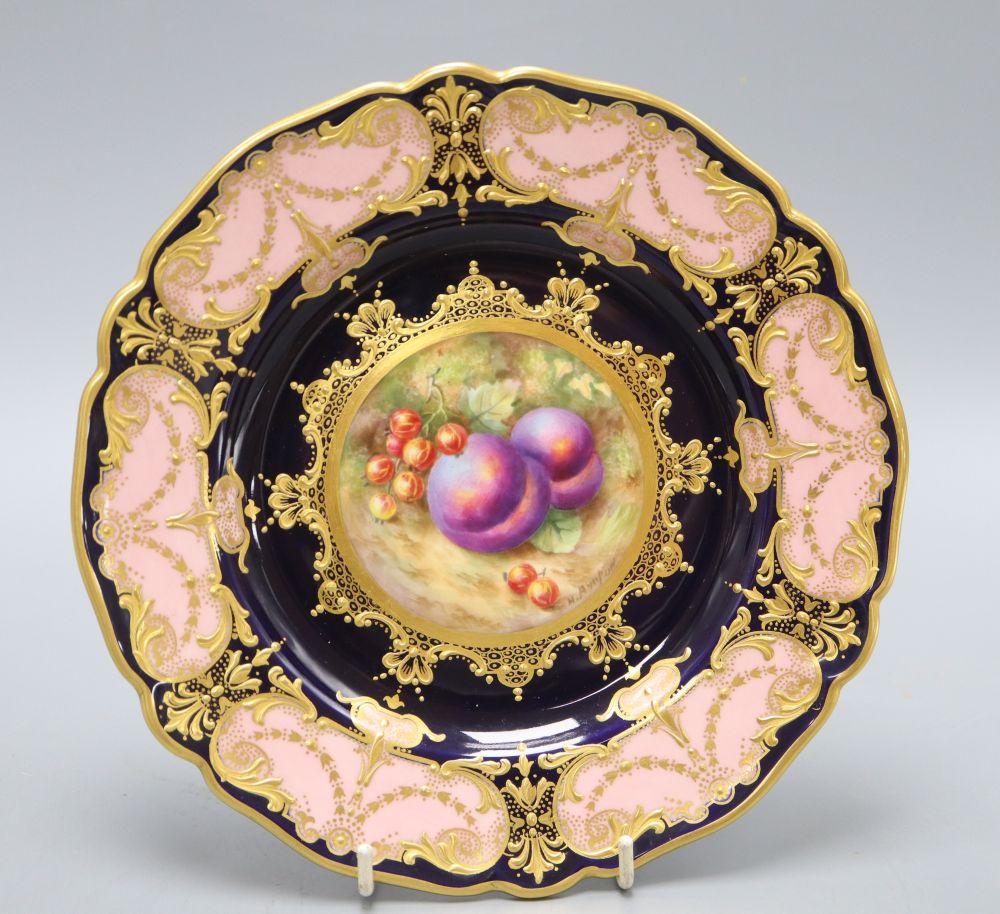 A Royal Worcester fruit painted cabinet plate, by H Ayrton, diameter 22.5cm